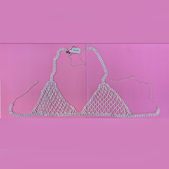 NWT Natasha Couture Rhinestone Bralette Adjustable Size - Picture 3 of 14